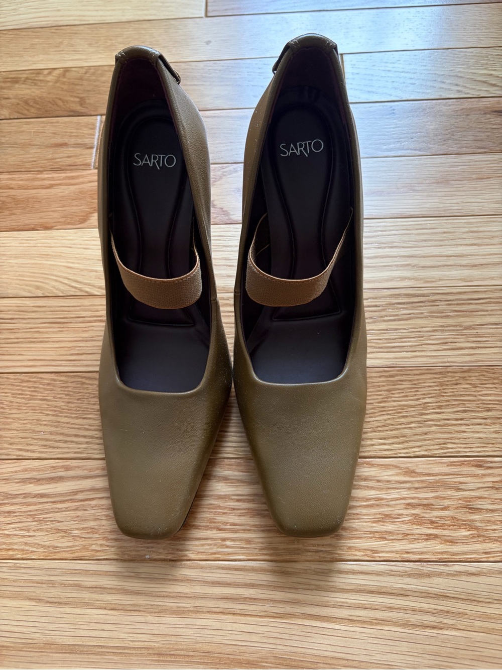 Franco Sarto Olive Green Square-Toe Mary Jane Pumps